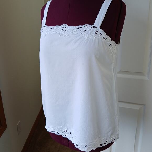Marcia & Me white lacy camisole blouse XL tank top beaded embroidered cutout - Picture 1 of 13